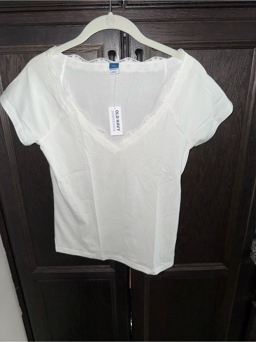 Old Navy White Lace-Trim V-Neck Camisole Top